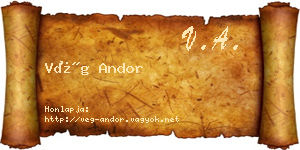Vég Andor névjegykártya